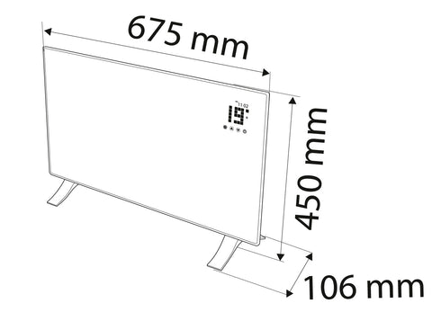 Elektromos fűtőpanel 1500W, IP24, távirányitó, heti időzités, érintőpanel