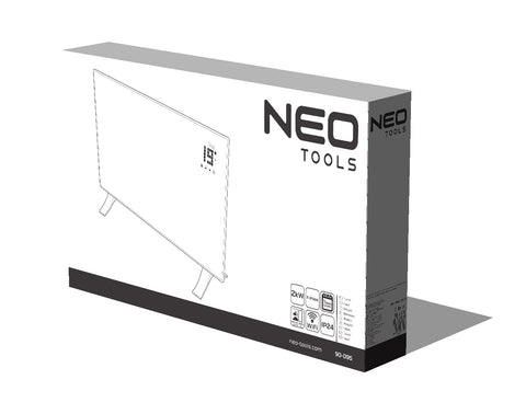 Elektromos fűtőpanel 2000W, IP24, WiFi, Tuya app, érintőpanel, távirányító, 24 óra programozhatóság