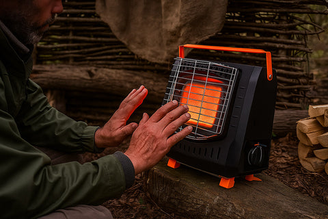 Kemping gázhősugárzó, 227gr-os patronnal működik, 2,2KWh fűtőteljesítmény