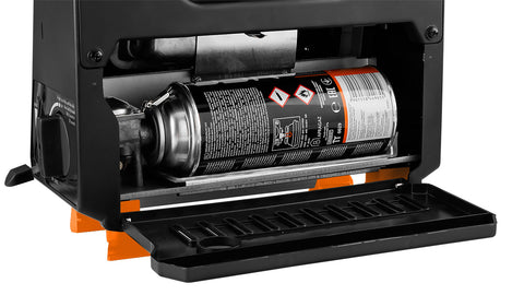 Kemping gázhősugárzó, 227gr-os patronnal működik, 2,2KWh fűtőteljesítmény