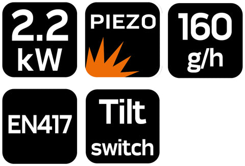 Kemping gázhősugárzó, 227gr-os patronnal működik, 2,2KWh fűtőteljesítmény