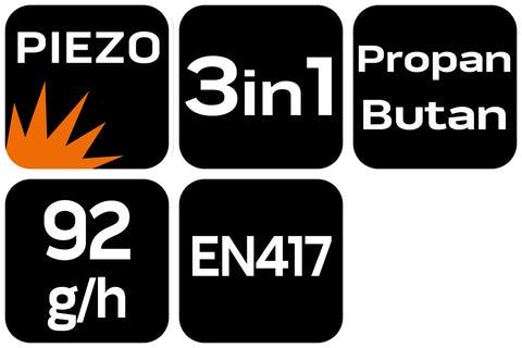 Gáz hősugárzó, eldobható palackokhoz, piezó gyújtással