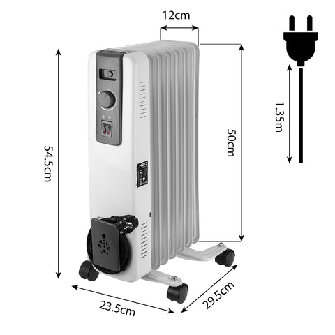Olajradiátor 7 bordás, 2 fokozatú, 900/1500W