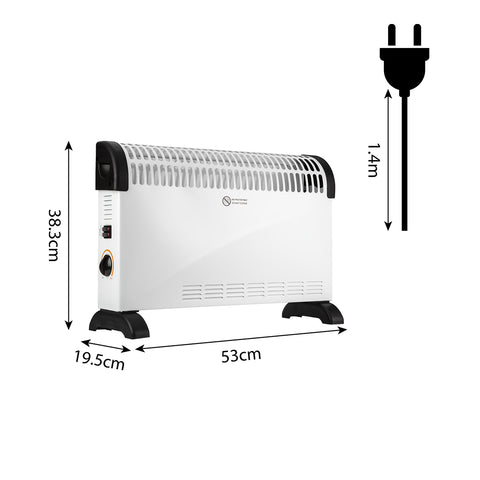 Elektromos konvektor, 3 fokozatú, 750/1250/2000W