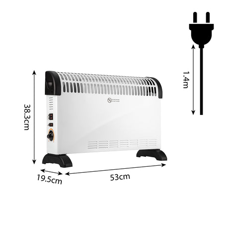 Elektromos konvektor, 3 fokozatú, 750/1250/2000W ventilátorral