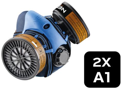 Szilikon félmaszk készlet, 2db szűrővel, A1, szerves gázok ellen