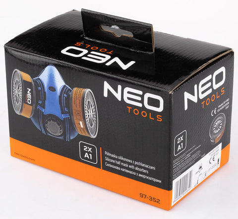 Szilikon félmaszk készlet, 2db szűrővel, A1, szerves gázok ellen