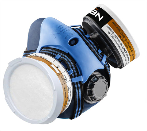 Szilikon félmaszk készlet, 2db szűrővel, A1P2, szerves gázok és por, füst, köd, aeroszolok ellen