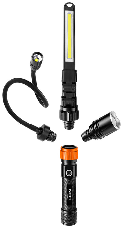 NEO TOOLS 99-107 Akkus 3az1-ben vizsgálólámpa, tölthető, 350lum COB LED, 3W, IP44