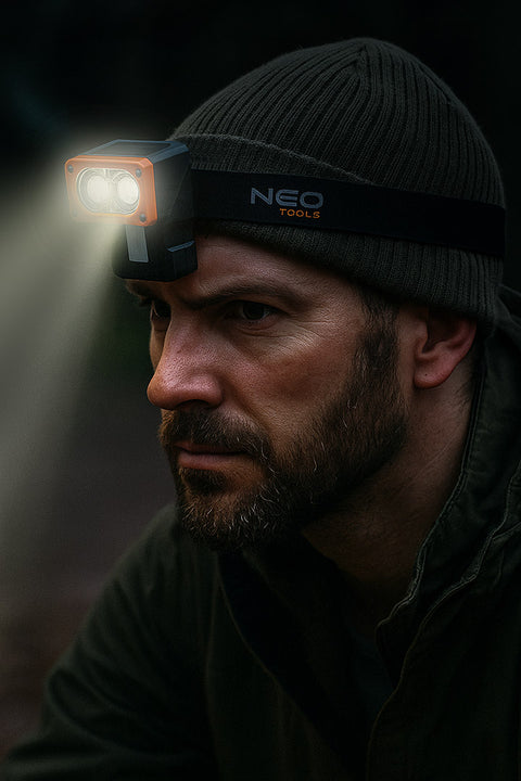 Fejlámpa, akkus, talppal, fejpánttal, tokkal, 500lm