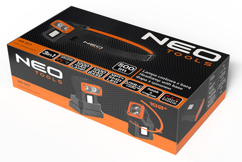 Fejlámpa, akkus, talppal, fejpánttal, tokkal, 500lm