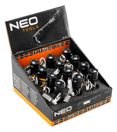 Zseblámpa, tölthető, XPE+COB LED, 220lum max. fényerő, 300mAh akku, rendelési egység: 12db