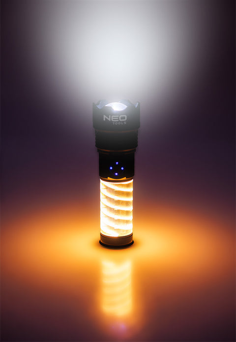 Kempinglámpa 2 funkciós, 470 lm, 1200 mAh akku, USB-C töltővezeték