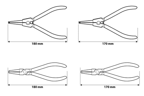 NEO TOOLS 01-097 Zégergyűrű fogó készlet 4db, CrMo, 170-180mm, 40 - 100mm