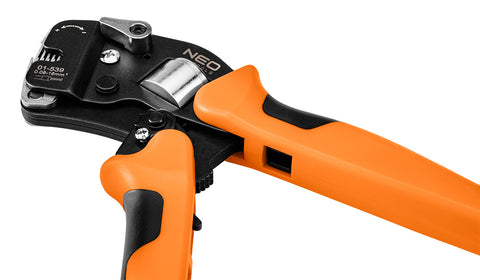 NEO TOOLS 01-539 Krimpelő-, érvéghüvelyfogó, önbeálló, CRV 230mm, 0.08 -16mm2, AWG 26-5