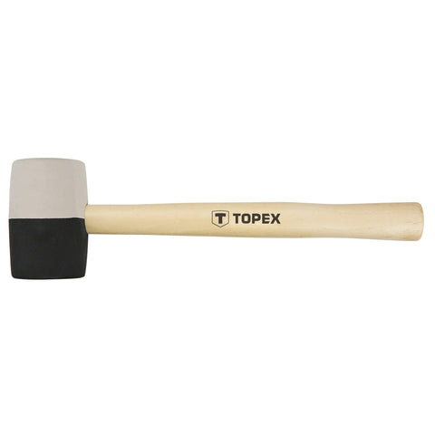 TOPEX 02A354 Gumikalapács 58mm 450g, fekete-fehér, fa nyél