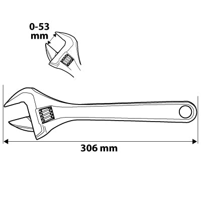NEO TOOLS 03-026 Állítható villáskulcs, csavarkulcs 306mm, 0-53mm