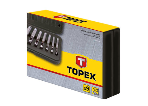 TOPEX 03A490 BŐRLYUKASZTÓ készlet 9db