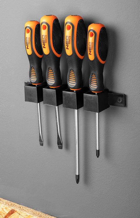 NEO TOOLS 04-191 Csavarhúzó készlet, fali tartóval, 4db