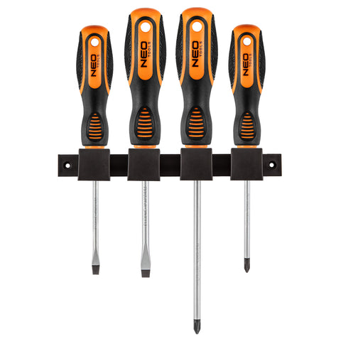 NEO TOOLS 04-191 Csavarhúzó készlet, fali tartóval, 4db