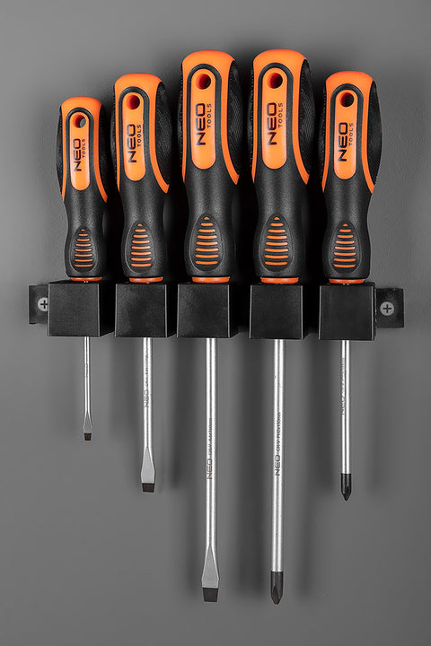 NEO TOOLS 04-192 Csavarhúzó készlet, fali tartóval, 5db