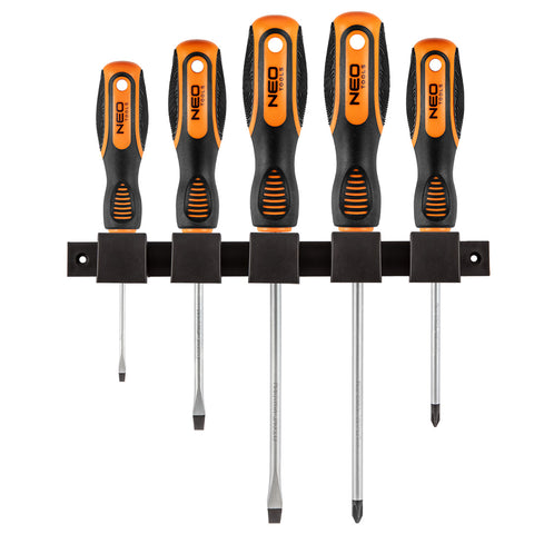 NEO TOOLS 04-192 Csavarhúzó készlet, fali tartóval, 5db