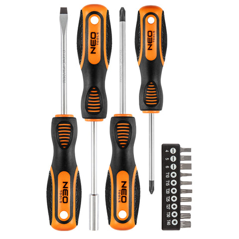 NEO TOOLS 04-196 Csavarhúzó készlet, fali tartóval, 14db