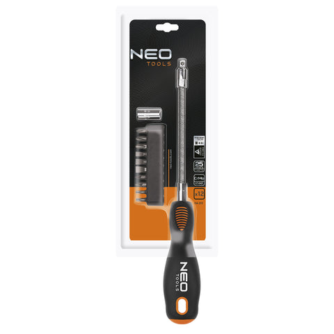 NEO TOOLS 04-212 Bitfejes Csavarhúzó készlet flexibilis szárral, 12db, SvCm