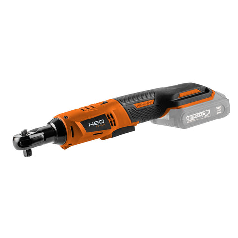 NEO TOOLS 04-603 Akkus racsnis kulcs, Energy+ 18V, 3/8"-os 1/2"-os adapterrel, akku nélkül!!!