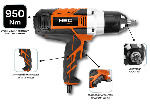 NEO TOOLS 04-720 Ütvecsavarozógép 1020W, 950Nm