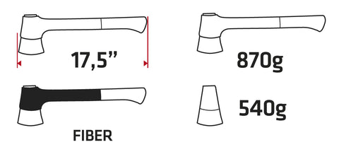 VERTO 05G101 Balta 870g, fej 540g, üvegszál nyél 17.5"