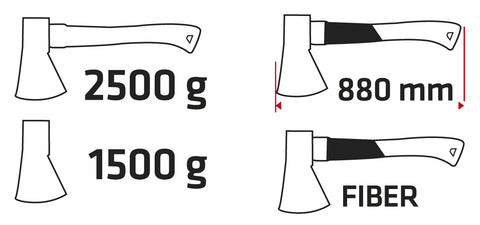 VERTO 05G202 Fejsze 2500g, fej 1500g, üvegszál nyél