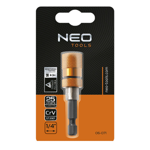 NEO TOOLS 06-071 TOLDÓSZÁR BEHAJTÓSZÁR Csavarhúzó bitekhez 60MM KUPLUNGOS