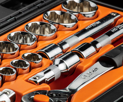 NEO TOOLS 08-694 Dugókulcskészlet 1/2", 23db, 90 fogas racsni!
