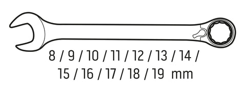 Racsnis csillag-villáskulcs készlet 12db, 8-19mm