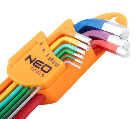 NEO TOOLS 09-512 Imbuszkulcs készlet 9db hosszú 1.5-10mm, színes