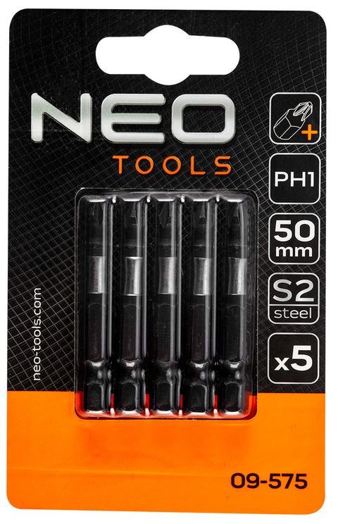 NEO TOOLS 09-575 Torziós ütvecsavarozó bitek S2, 50mm, PH1, 5db