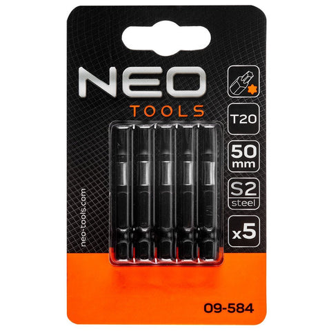 NEO TOOLS 09-584 Torziós ütvecsavarozó bitek S2, 50mm, T20, 5db