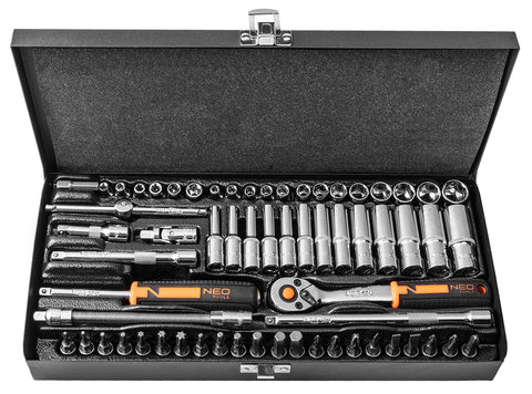 NEO TOOLS 10-008 Dugókulcskészlet + bitkészlet 1/4" 63db