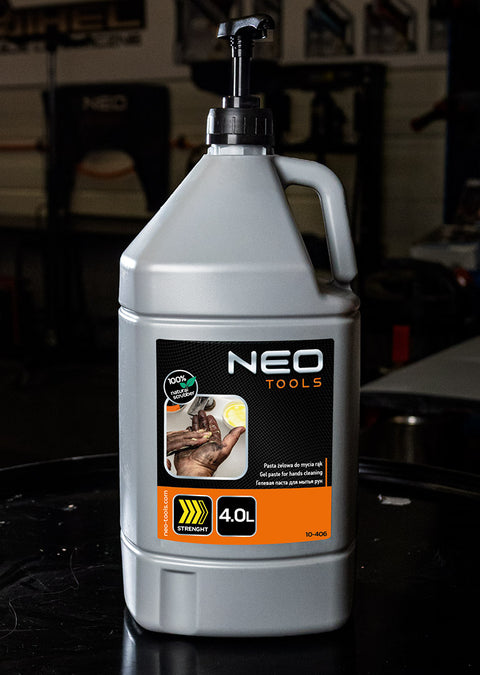 NEO TOOLS 10-406 Kéztisztító paszta EXTRA erős 4 l, ragasztó, gyanta, szilikon, lakk, festék, poliuretán hab, polimer