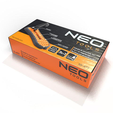 NEO TOOLS 10-477 Univerzális autólépcső, 3 az 1-ben szerszám lépcső tetőcsomagtartóhoz, üvegtörő, telefontartó