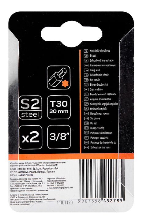 NEO TOOLS 10-920 Torx bit, 3/8", T30x30mm, S2, 2db