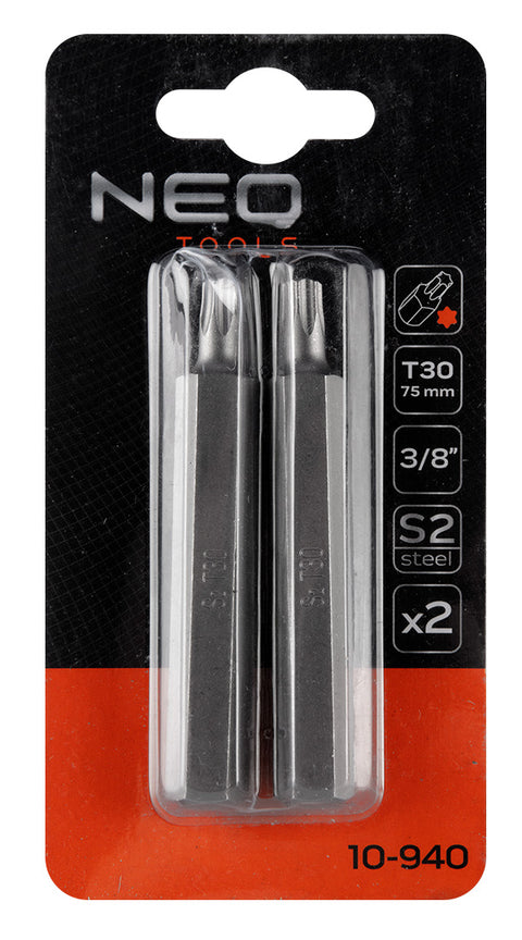NEO TOOLS 10-940 Torx bit, 3/8", T30x75mm, S2, 2db