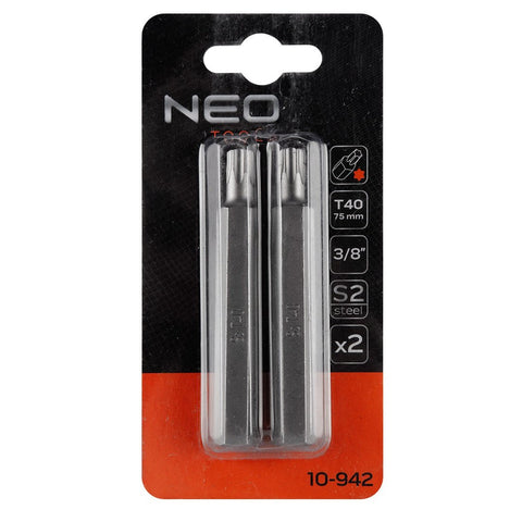 NEO TOOLS 10-942 Torx bit, 3/8", T40x75mm, S2, 2db