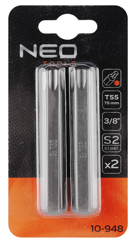 NEO TOOLS 10-948 Torx bit, 3/8", T55x75mm, S2, 2db