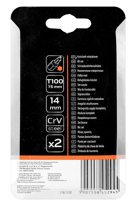 NEO TOOLS 10-960 Torx bit, 3/8", T100x75mm, CRV, 2db
