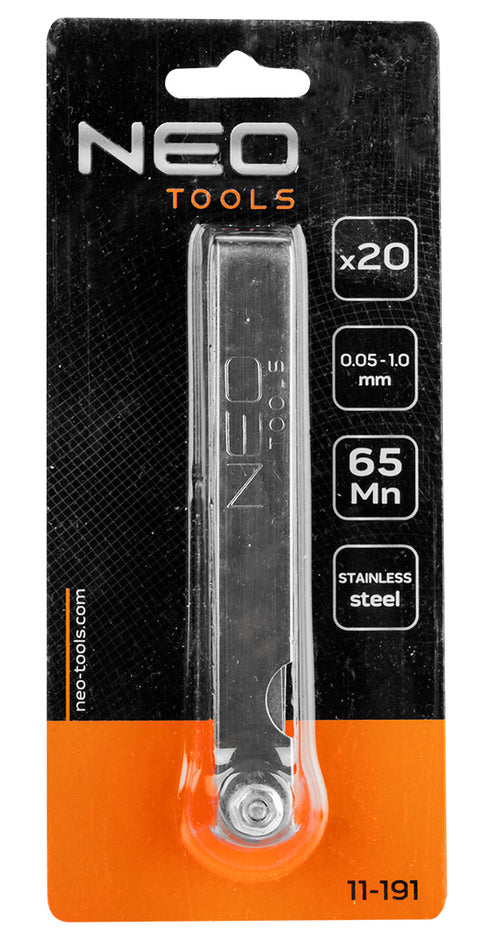 NEO TOOLS 11-191 Hézagmérő készlet 20db (0.05 - 1.0mm) 65MN/rozsdamentes acél