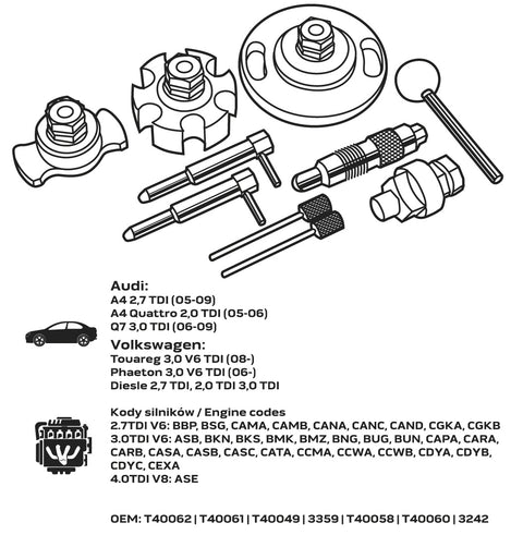 NEO TOOLS 11-303 Vezérműtengely blokkoló készlet, VAG dízelmotorokhoz