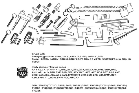 NEO TOOLS 11-304 Vezérműtengely blokkoló készlet, VAG benzin és dízelmotorok