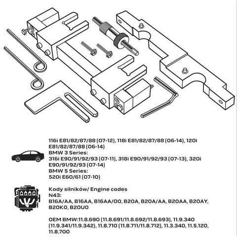NEO TOOLS 11-310 Vezérműtengely blokkoló készlet, BMW benzinmotorokhoz